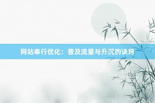 网站奉行优化：普及流量与升沉的诀窍